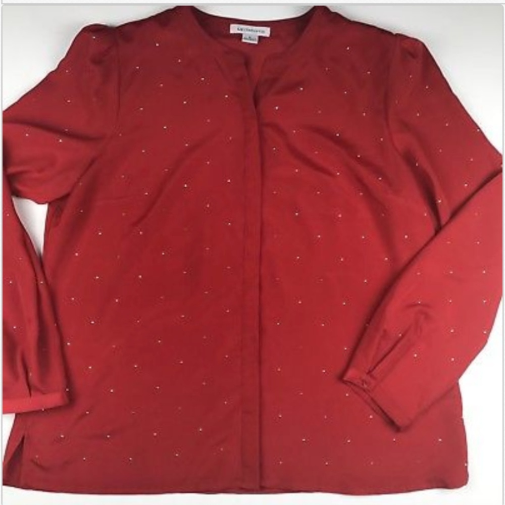 Red Liz Claiborne Long Sleeve Blouse XL